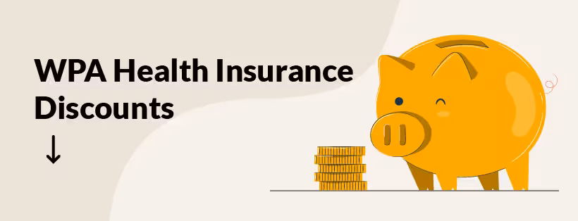 Graphic of a piggy bank with the words "WPA Health Insurance Discounts" overlaid